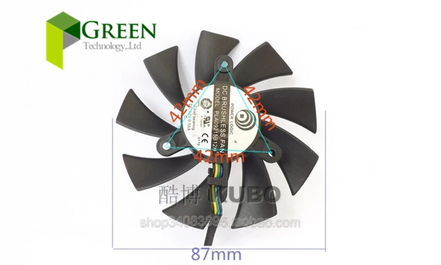Вентилятор для видеокарты MSI N460GTX N560GTX 570 580GTX HD6870|card fan|graphics card fanpower logic pla09215b12h |