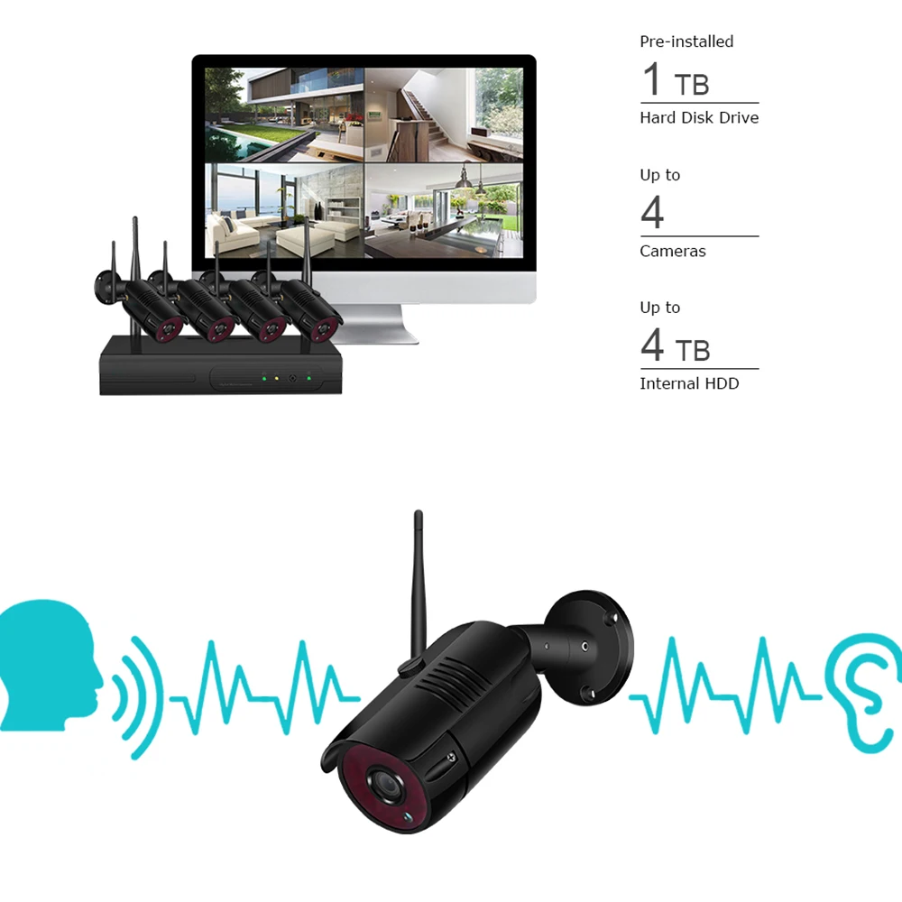 Беспроводная 4CH/8CH система видеонаблюдения Wifi NVR комплект ip камера запись