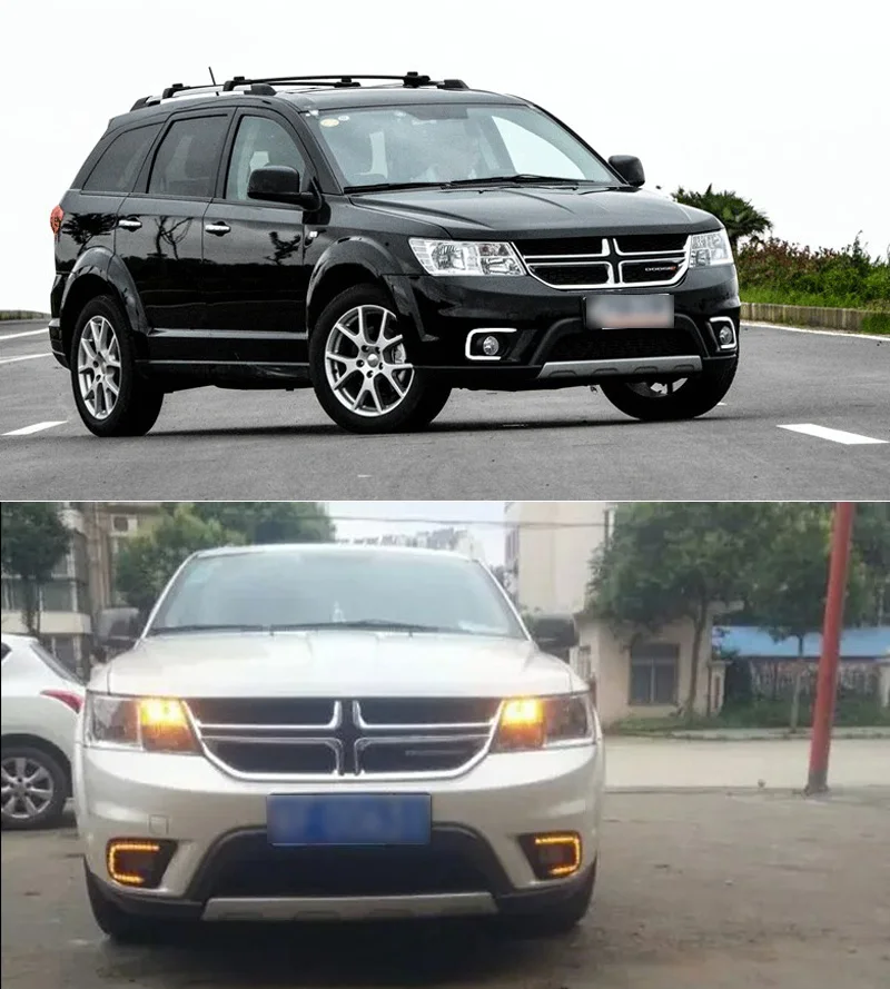 SNCN светодиодный светильник дневного света для Dodge Journey Fiat Freemont желтый поворотник реле DRL противотуманная фара украшение