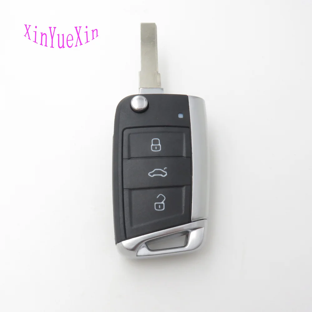 Xinyuexin складной пульт дистанционного управления брелок чехол для VW Golf 7 для Skoda Octavia A7 флип 3 кнопки флип ключ чехол для Golf MK7 без логотипа