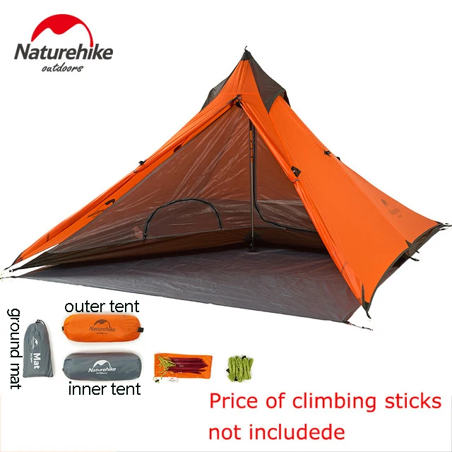 set of tent no stick Naturehike 1 человек брезент палатка одного человека 20D силиконовый нейлон Сверхлегкий туристический Кемпинг Пирамида Открытый палатки вигвам - Цвет: set of tent no stick