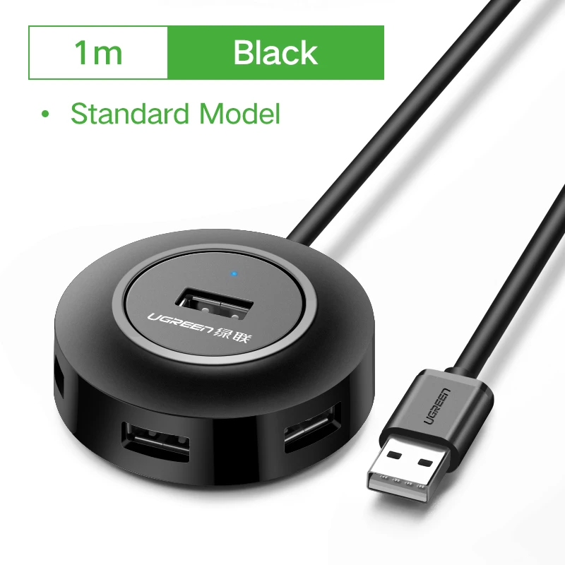 Ugreen usb-хаб 4 Порты и разъёмы USB 2,0 переключатель делителя с порт зарядки Micro USB Micro B мощность и разъёмы для Ноутбук Apple MacBook Планшетные ПК Аксессуары OTG концентратор USB - Цвет: 1m Black
