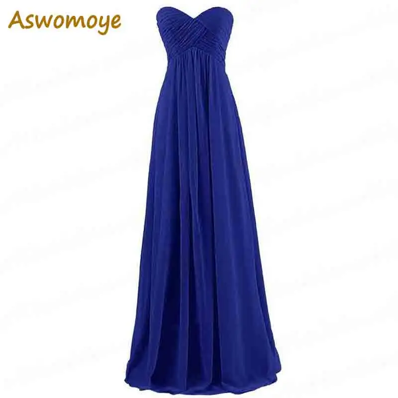 

ASWOMOYE 2020 New Fashion Strapless Evening Dress Long Chiffon Wedding Party Dress Criss-Cross robe de soiree Custom Size