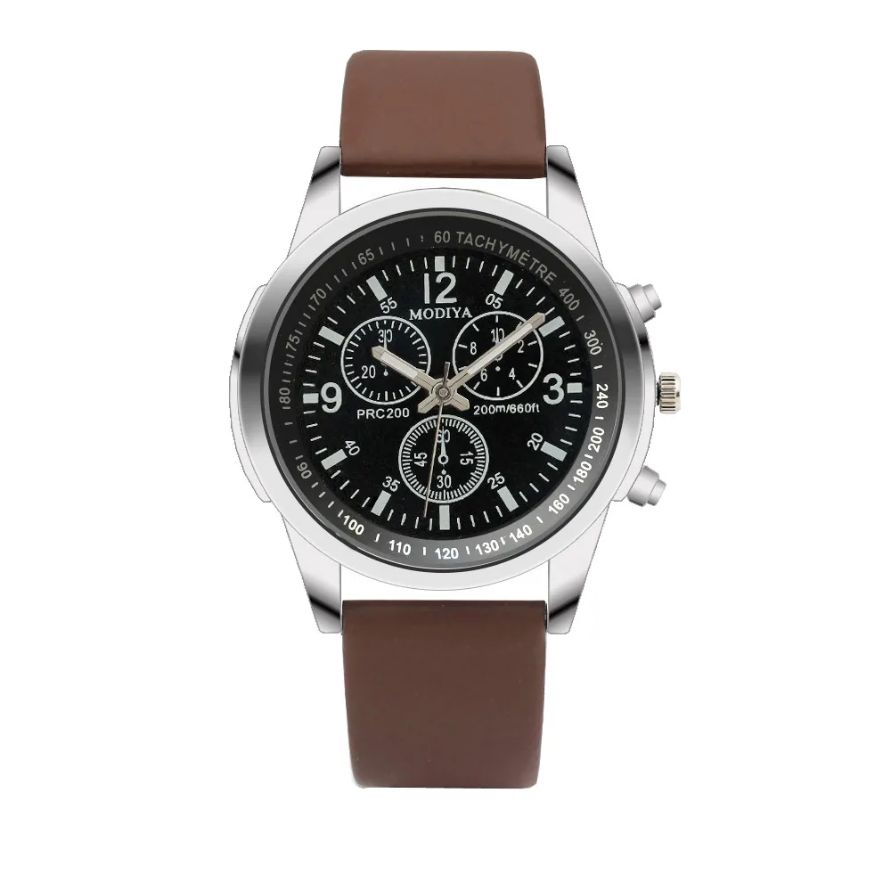 

Men's Watch Three Eye Quartz Blue Glass Belt Men Wristwatch Clock Reloj Hombre 2021 erkek kol saati zegarek meski