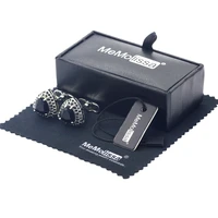 memolissa display box cufflinks retro silvery black crystal cufflinks triangle design wedding cufflink free tag wipe cloth
