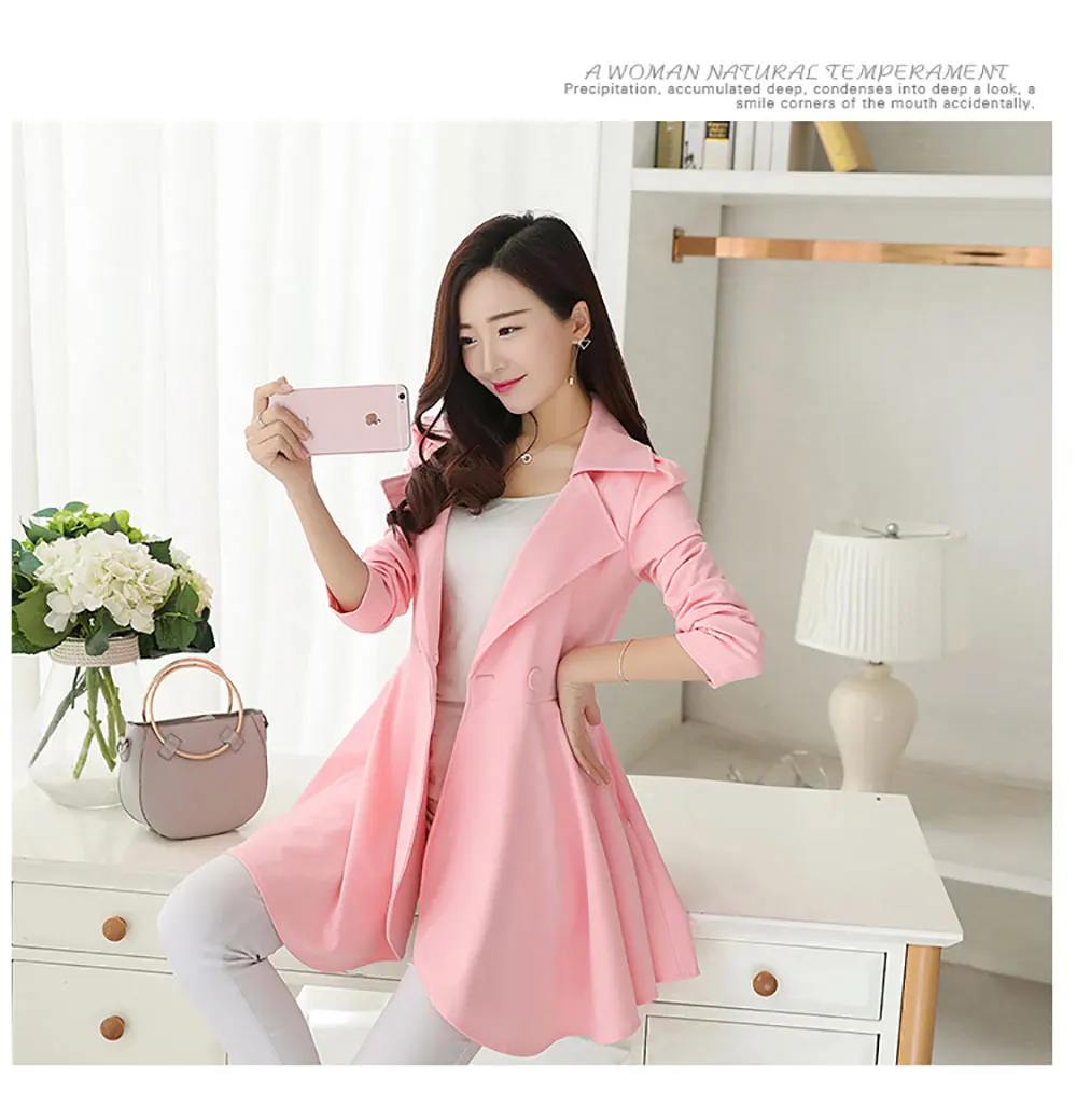 Светолечение. элегантный рябить отложным воротником Тренч Для женщин пояс-кушак Высокая Талия осень-зима с длинным рукавом юбка пальто