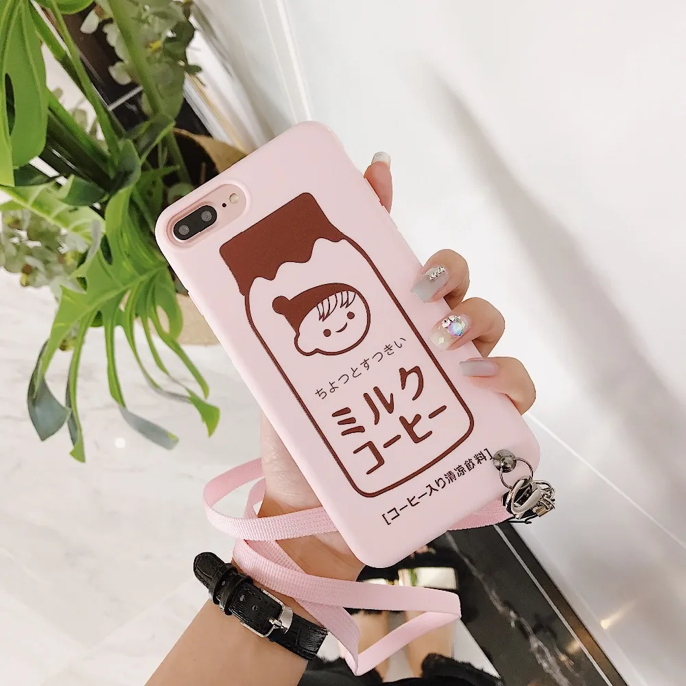 ORYKSZ For iphone 7 Case 3D Matte Cute Cartoon Milk Patterned Phone Silicone Cases x 6S 6 8 Plus Coque Capa Shell |