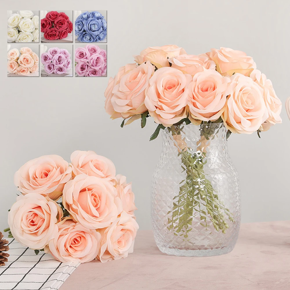 Искусственные цветы розы 7 голов искусственные из шелка шт./компл. украшение