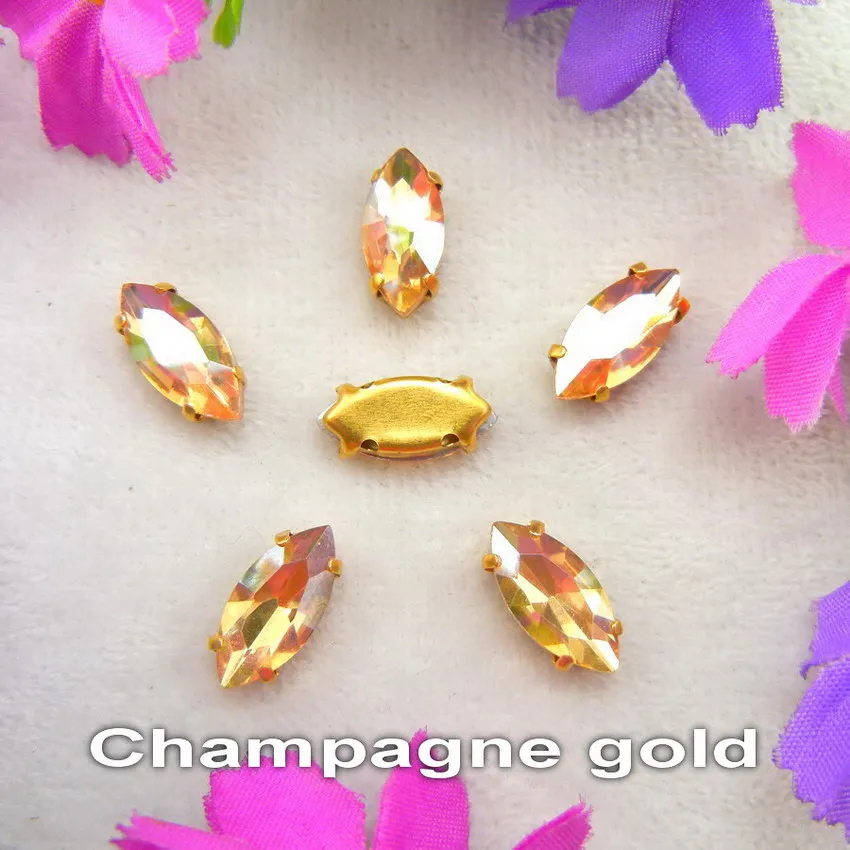 A3 Champagne gold Стекло кристалл золотой коготь настройки 8 размеров приятные цвета конский глаз Наветт Маркиза Форма пришить стразы бусины Аппликация diy - Цвет: A3 Champagne gold