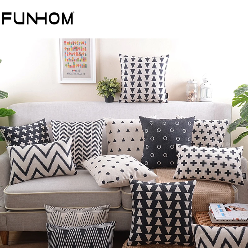 Подушка в полоску Геометрическая наволочка для автомобиля офисный Поясничный