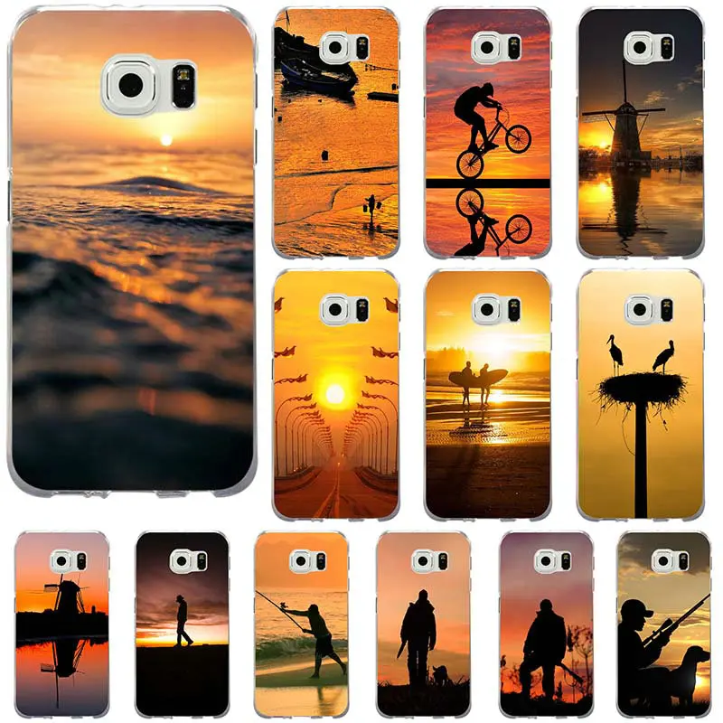 Sunset Duck Hunting Cool Logos Soft Cell Phone Cases Cover for Samsung Galaxy S2 S4 S5 S6 S7 S8 S9 Edge Plus Note 2 3 4 5 8 Bags |
