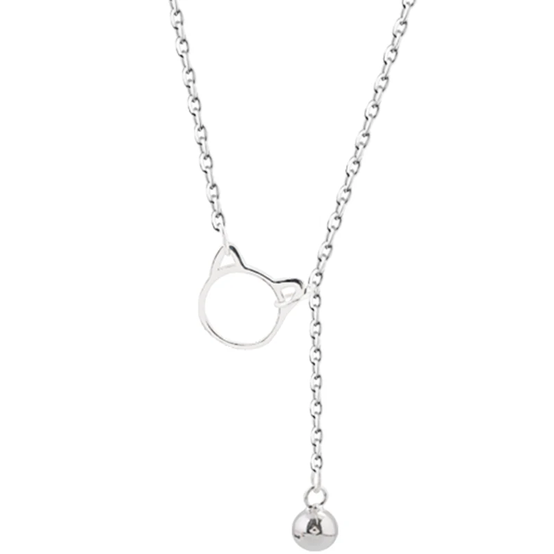 S925 Серебряное яркое колье с колокольчиками Женская Корейская кошка ключица цепь простая Шея цепь