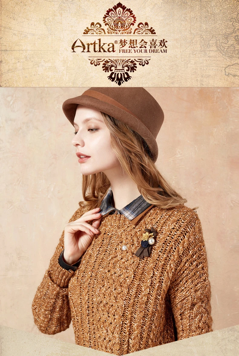 CLEARANCE ARTKA Autumn New Women Twisted Drop Shoulder Sleeves Pullovers Fashion Simple Sweater Female YB12670Q