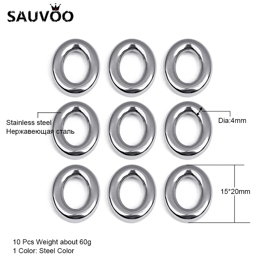 SAUVOO 10 шт./лот овальные круглые кольца из нержавеющей стали соединитель