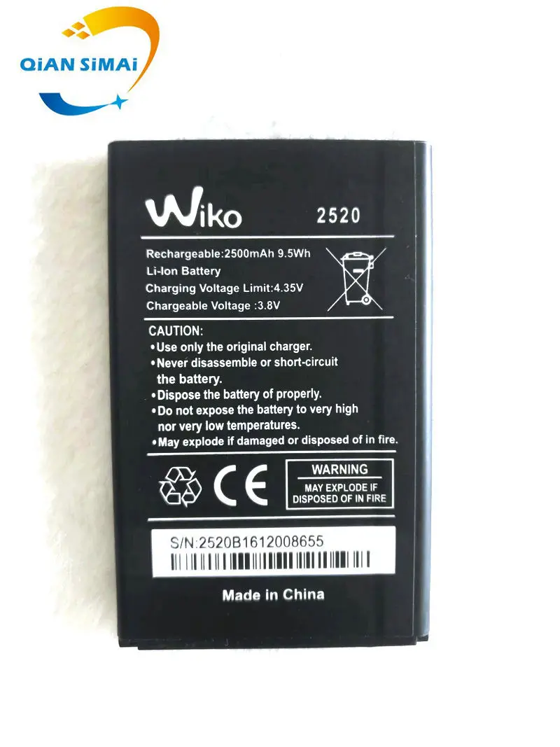 QiAN SiMAi 1 шт. новый высококачественный аккумулятор Wiko 2520 для мобильного телефона +
