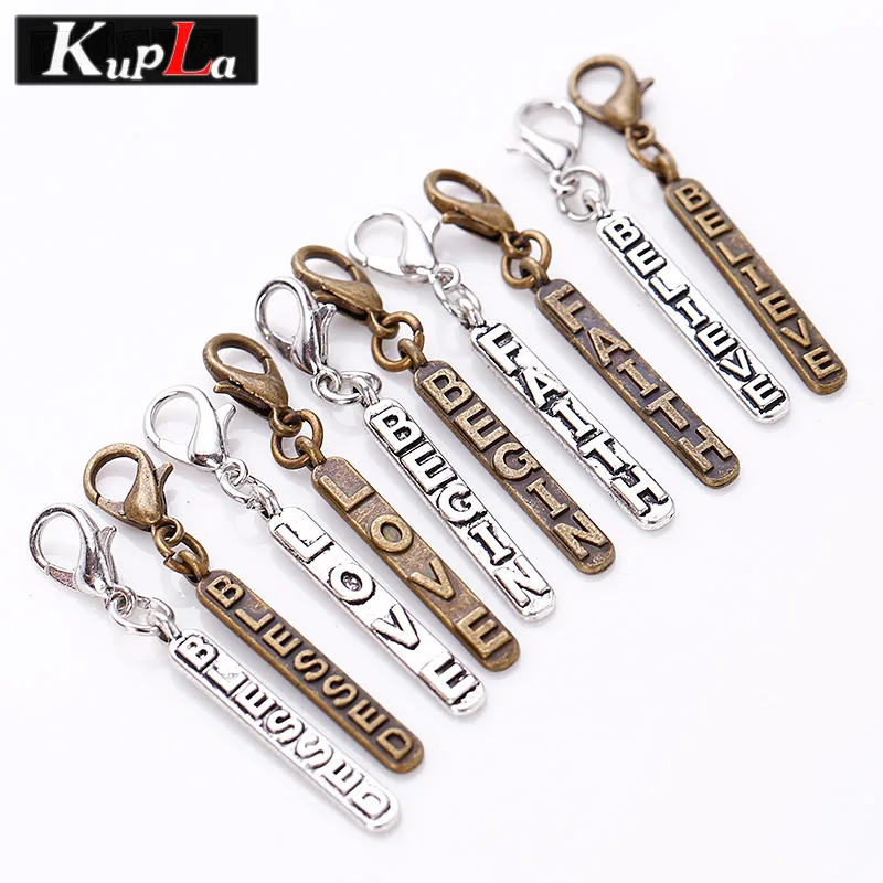 Kupla винтажные Подвески с металлическими буквами DIY дизайн ручной работы карабин
