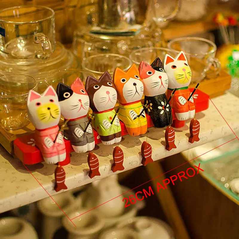 Игрушечные фигурки для детей 6 шт. рыбалки кошек дерева подарок на день рождения