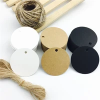 100pcslot white black brown kraft paper tags round luggage note wedding cards blank craft paper gift tags 55cm