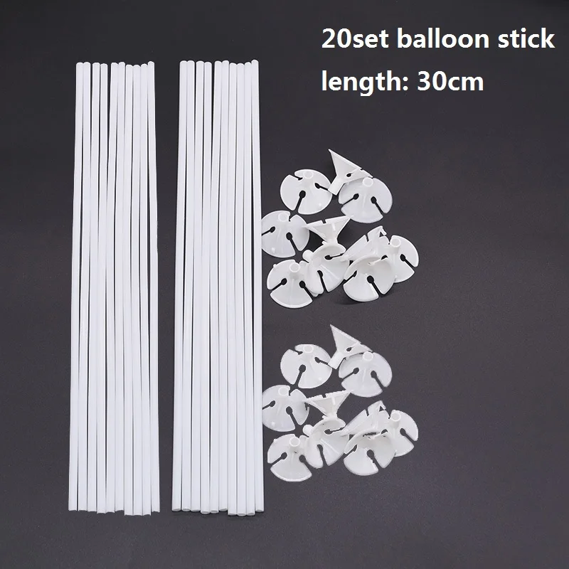 20pcs balloon stick 10 шт. 30 см латексный держатель для воздушных шаров лоток белая трубка из ПВХ держатель воздушных шаров для свадьбы День рождения DIY шарики для украшения Аксессуары - Цвет: 20pcs balloon stick