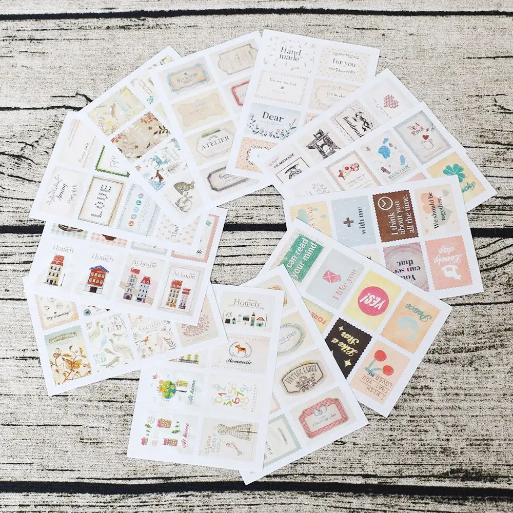 2 простыни/32 шт. винтажная Печать Мини бумажные наклейки украшения DIY дневник в