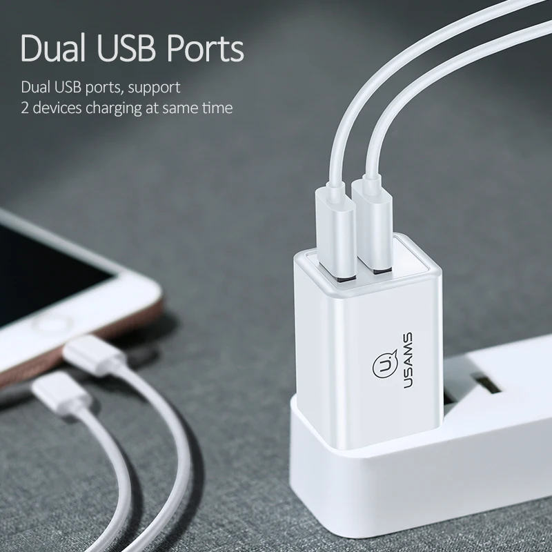 USAMS США складной двойной USB зарядное устройство для samsung Смарт Быстрая зарядка 5 В