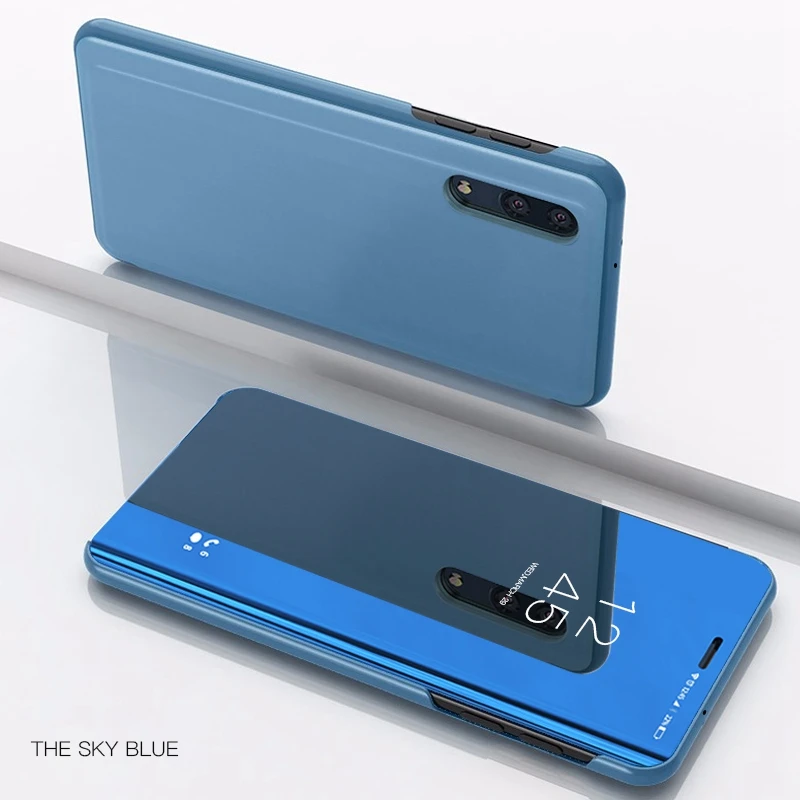 Sky Blue Зеркальный флип-чехол для samsung Galaxy A50 A7 S8 S9 S10 Lite J8 J6 J4 Plus A20 A30 A40 A70 A90 M20 M10 A10 A80 J2 крышка сердечника - Цвет: Sky Blue