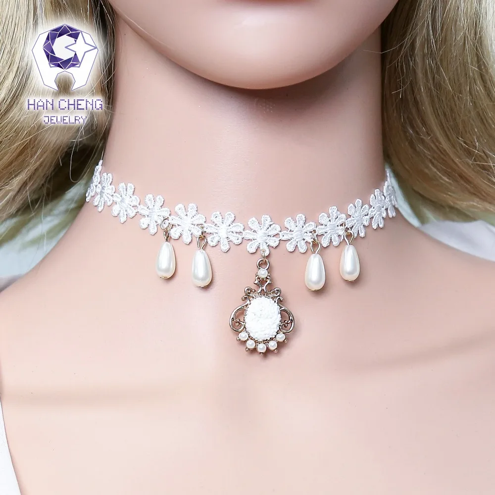 HanCheng Новая мода принцесса цветок лента жемчужное колье ожерелье женские