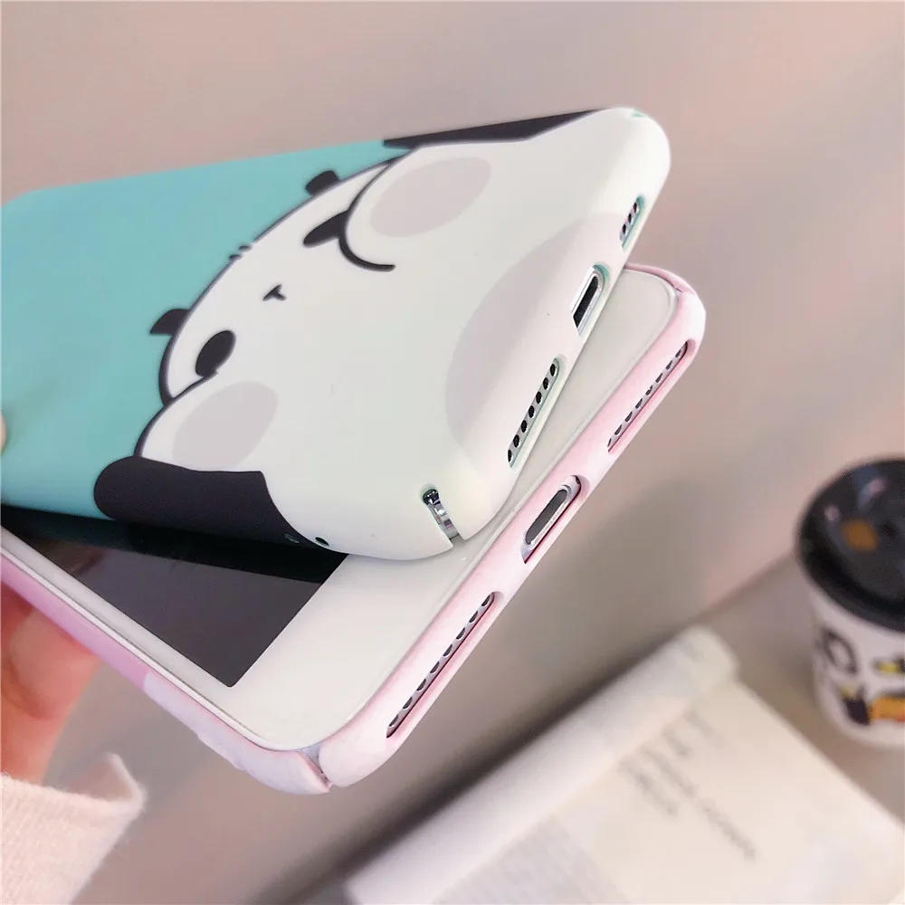Милый мультфильм шаблон для IPhone 7 6 6s 8 плюс Жесткий Чехол ПК чехол розовый медведь
