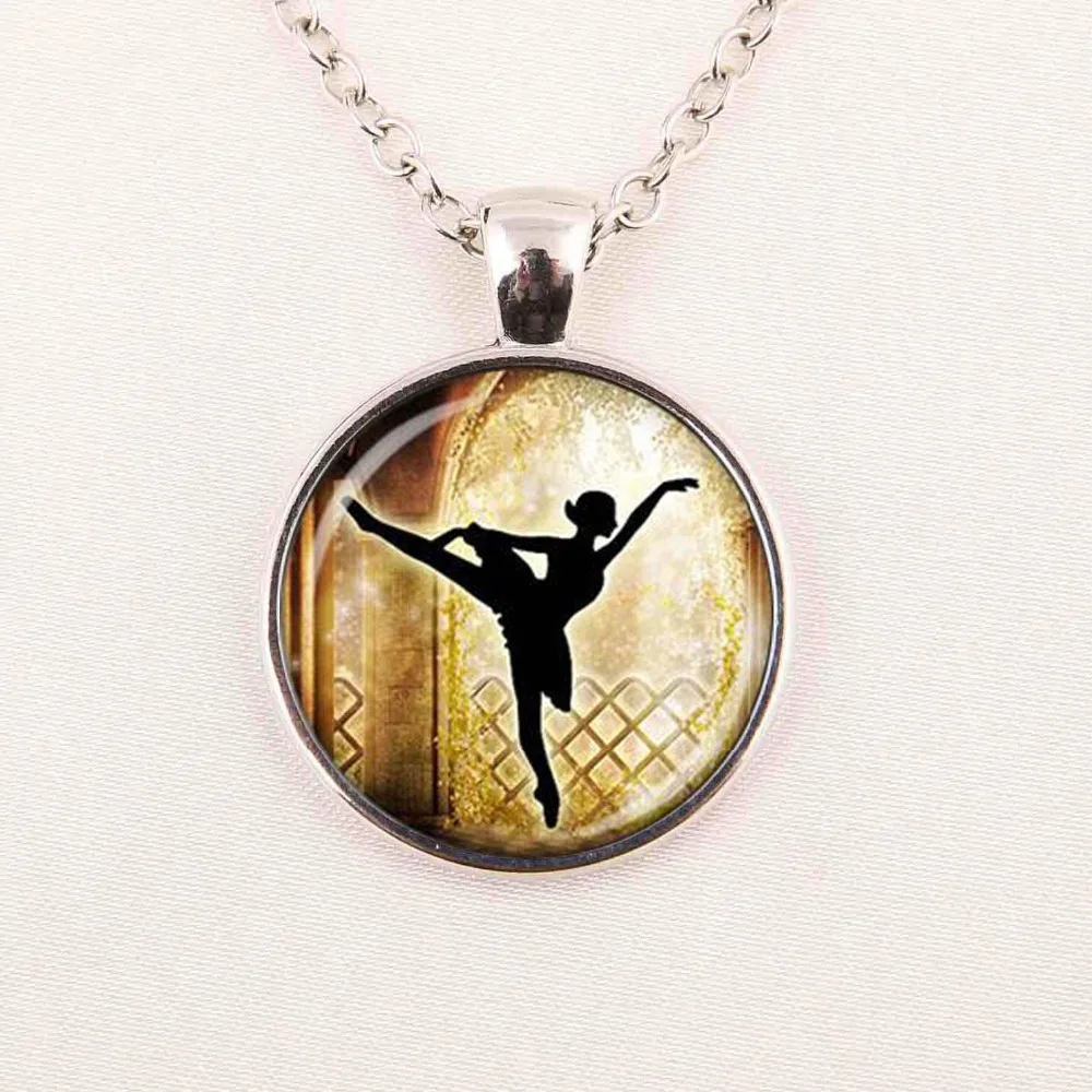 Стеклянный кабошон Купол ювелирные изделия силуэт балерины Золотой Фон