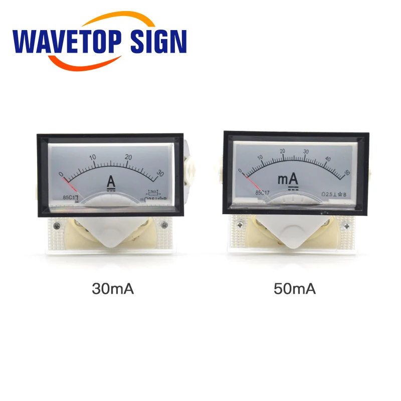WaveTopSign 30mA 50mA Амперметр 85C17 DC 0 аналоговая Amp Панель измеритель тока для CO2 лазерный