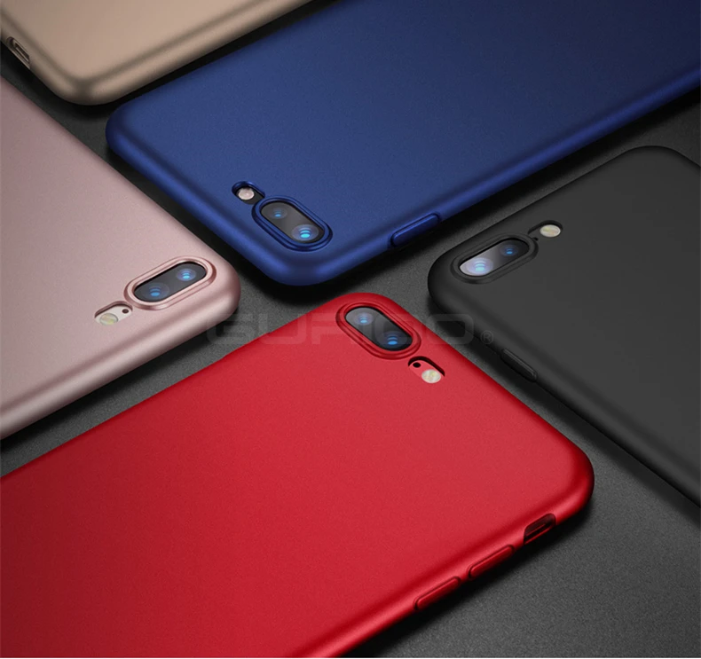 GURIOO Cases for Apple iPhone 6 6s 7 8 Plus X Covers Matte Soft TPU Silicone i6 Cover 6S Protective Case Full |