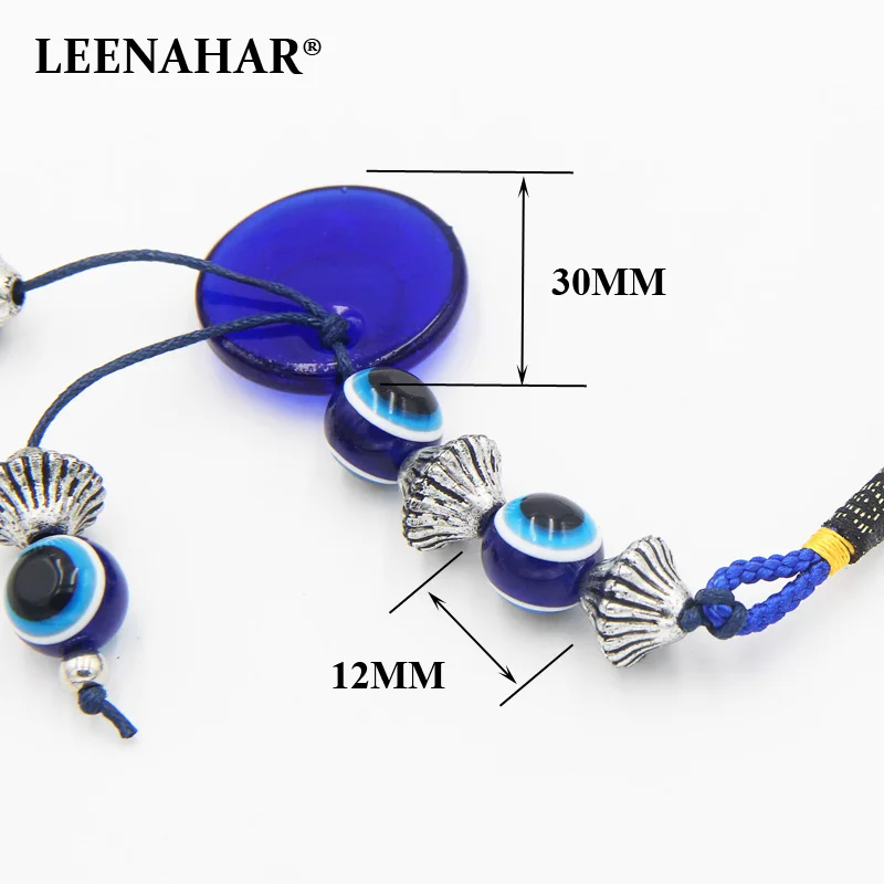 LEENAHR 1PC голубой брелок на цепочке Lucky String стеклянный Турецкий Дурной глаз подвеска