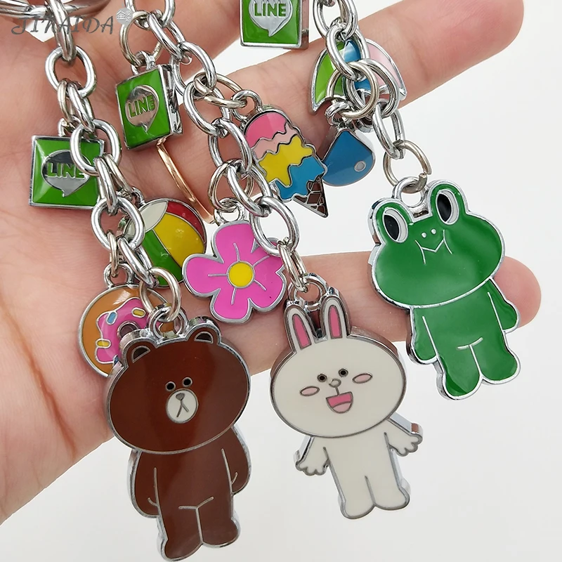 Лягушка Line Town брелок милый для ключей женщин коричневого цвета с декором в виде