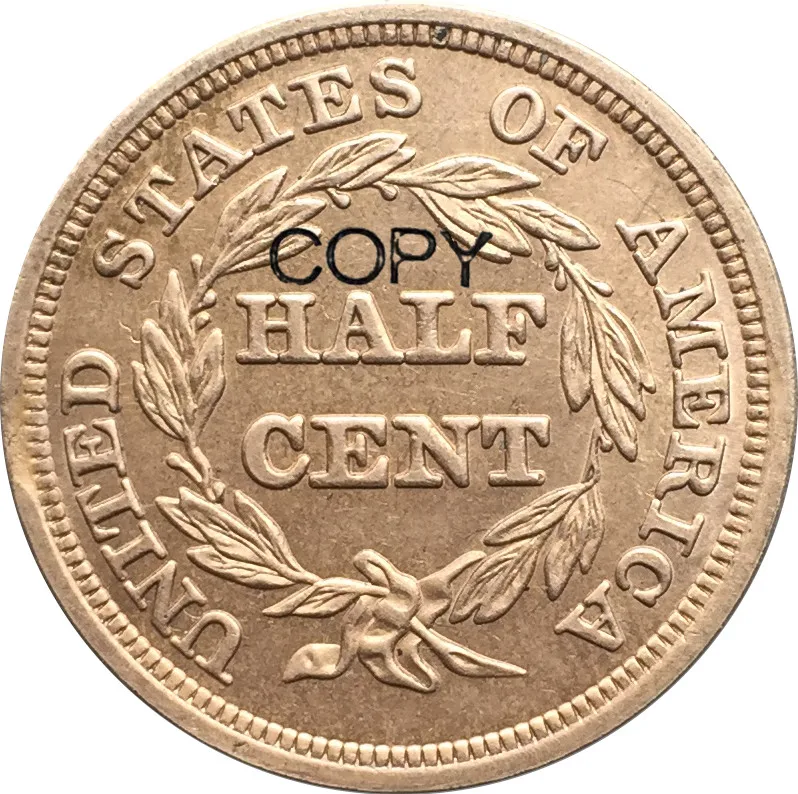 Соединенные Штаты 1854 оплетенные волосы фотообои 1/2c красные копии монет|coin coins|coin