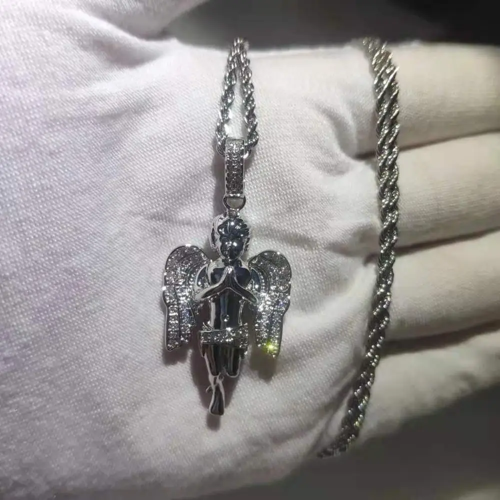В стиле хип-хоп с мелким цирконием AAA камнем Bling лед из маленького ангела Подвески