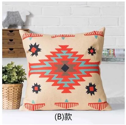 Юго-Восточной ацтеков kilim Племенной геометрический Чехлы для подушек Этническая льняной Пледы Наволочки декоративные диван Подушки Чехол Домашний декор 18"