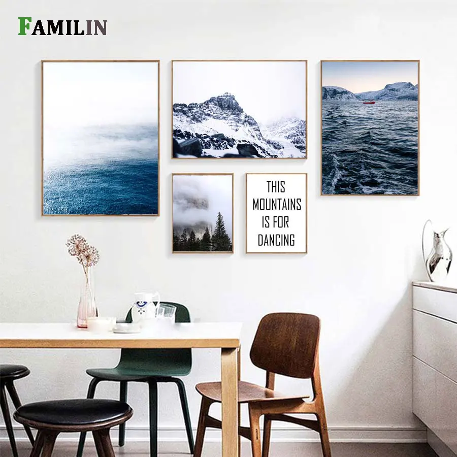 Скандинавское украшение лесной пейзаж настенное искусство холст постер и принт