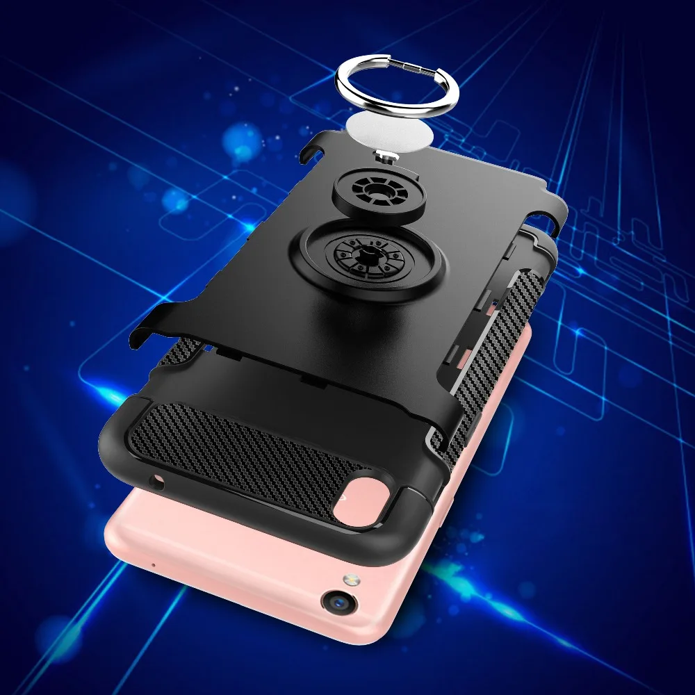 For OPPO R9 R11 Plus R9S R11S Shockproof Hybrid Armor Phone Case R15 Dream Mirror Metal Ring Rugged TPU+PC Cover | Мобильные