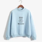 Свитшот с наклейками Kpop Exo, Женская флисовая толстовка на осень и зиму, худи Exo в стиле Харадзюку Exo, пуловер, верхняя одежда, Прямая поставка