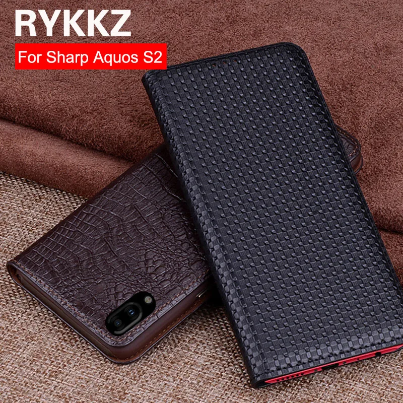 

RYKKZ Genuine Leather Flip Cover Case For Sharp Aquos S2(5.5') Phone Case For Sharp FS8010 Leather Case Free Shipping