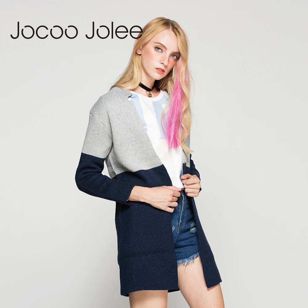 Повседневные длинные вязаные кардиганы Jocoo Jolee Осенний дизайнерский свитер в