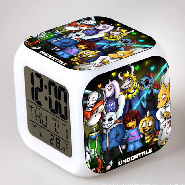 Синий Игровые часы Undertale светодиодный цифровой будильник цветной Flash reloj despertador Saat horloge digitale термометр часы для спальни - Цвет: Синий