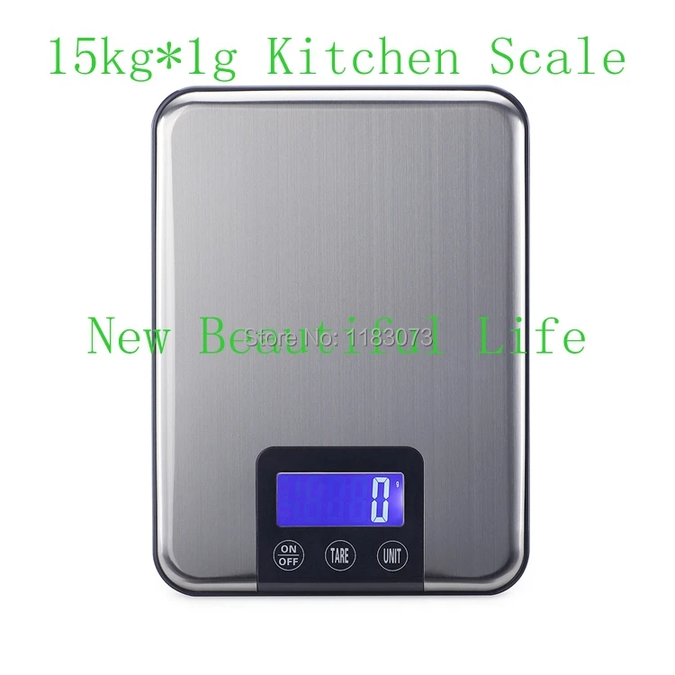 

15KG 1g Digital Kitchen Scale 15kg Big Food Diet Weight Slim Stainless Steel Electronic Scales Touch Button With Package