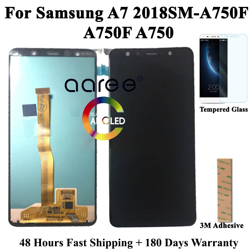 

ЖК-дисплей Super AMOMLED для Samsung A7 2018 A750 A750, ЖК-дисплей для Samsung A750F A7 2018, ЖК-экран с сенсорным дигитайзером в сборе