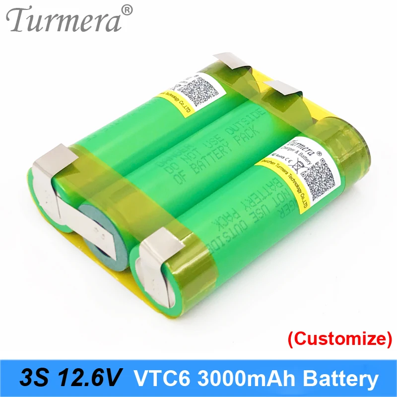 Аккумулятор Turmera vtc6 3000mah 3s 12 6 v 4s 16 8 батарея для отвертки батареи с сваркой полоски
