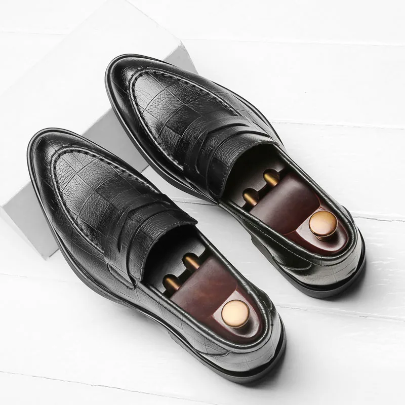 Туфли мужские деловые с острым носком роскошные лоферы свадебная обувь весна
