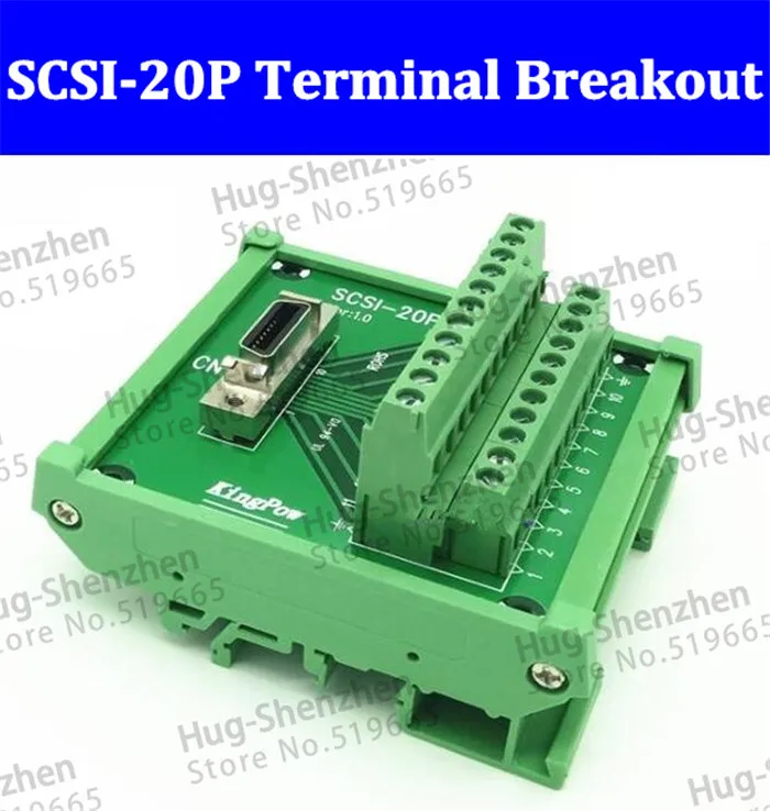 High quality SCSI 20P 20 Pin CN slot 180 degree acquisition card Terminal Block Breakout Board Adapter DIN Rail Mounting 5pcs