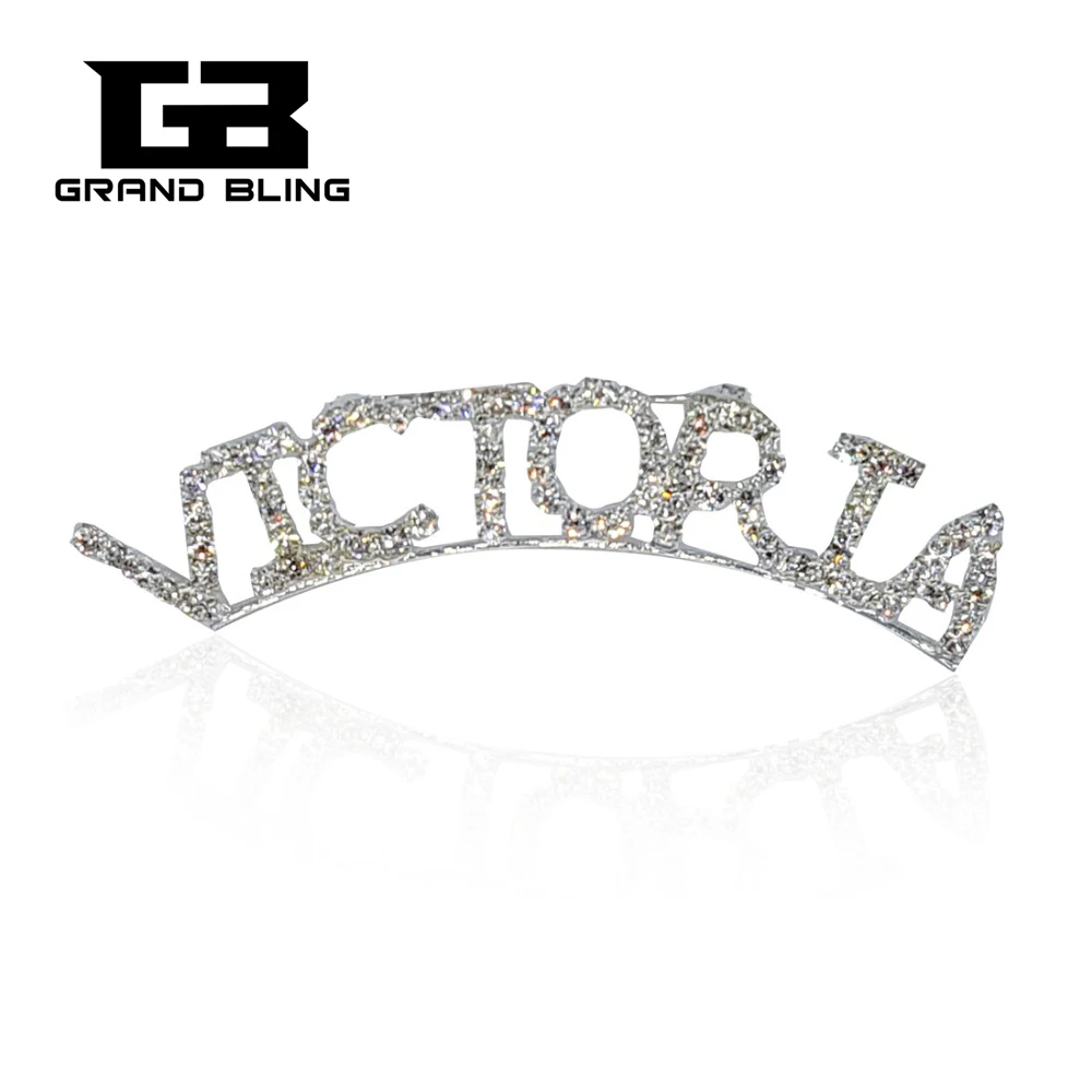 

GRANDBLING Trendy Jewelry Unique Gift Brooch pin Handmade Jewelry "VICTORIA" Word Pin