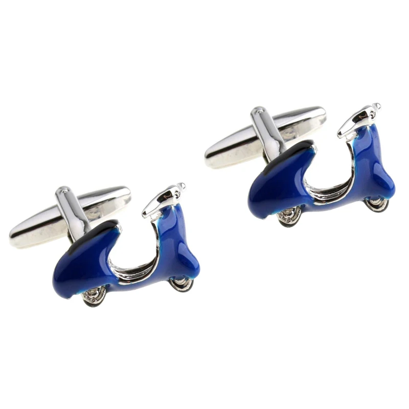 2017 High Quality Funny Silver Plated Blue Painting Motor Bike Cufflink Classical Wedding Cuff link Men's Cufflings 10125 | Украшения и