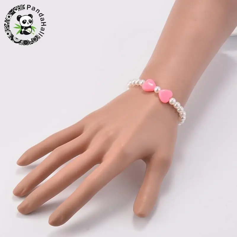 Детские тянущиеся браслеты с искусственным жемчугом и акриловыми бусинами